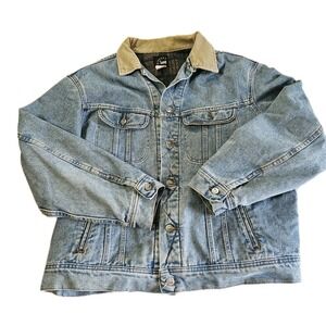Vintage Lee Blanket Lined Denim Jacket Size XL 90s Western Stone Wash Grunge